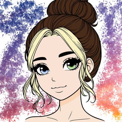 realistic pretty girl with hair in bun