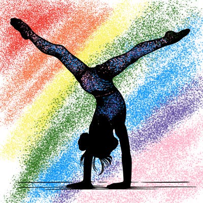 realistic gymnastic hand stand girl in four splits