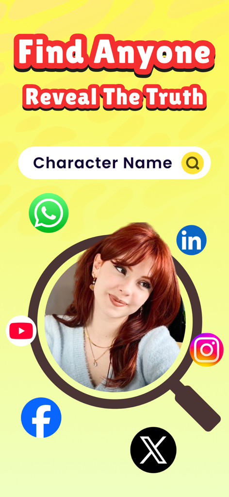 DeepCheck: AI People Finder - Interfaccia dell'app DeepCheck per trovare chiunque e i loro profili social in modo anonimo