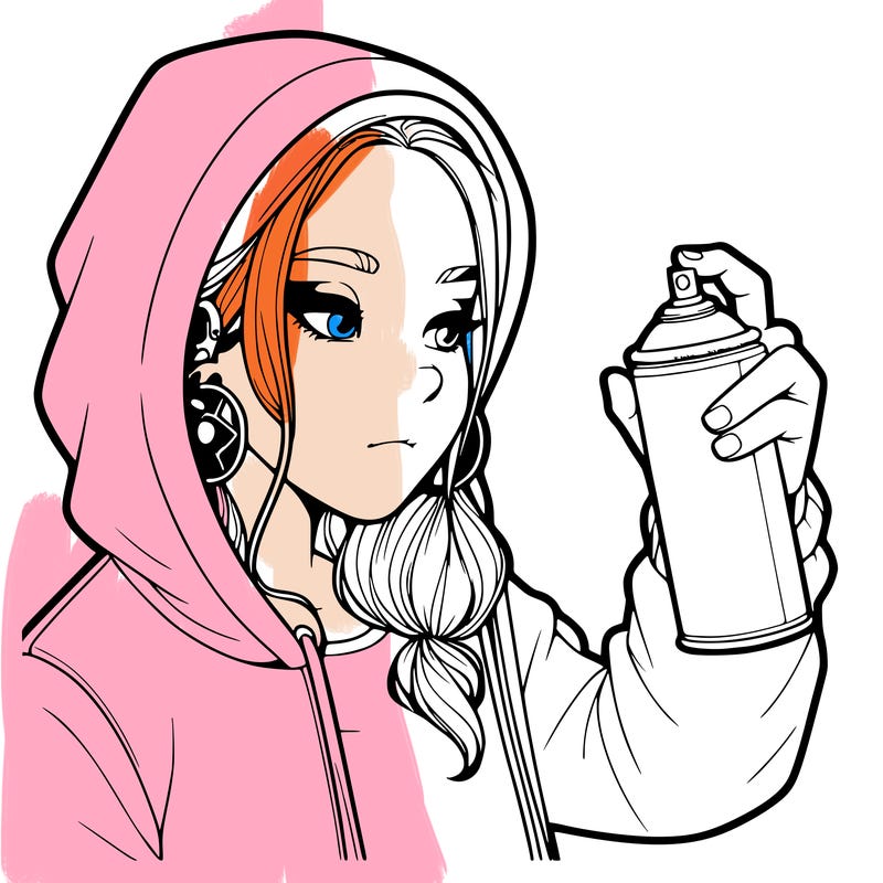 a realistic girl, spray painting