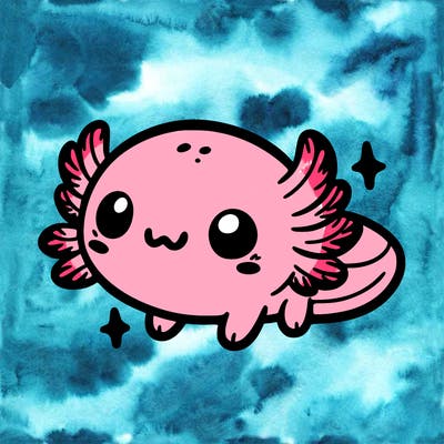 cute easy baby axolotl