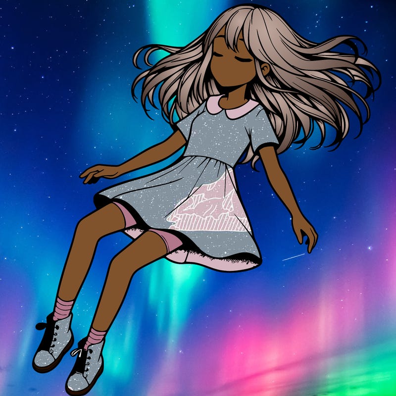 realistic girl floating