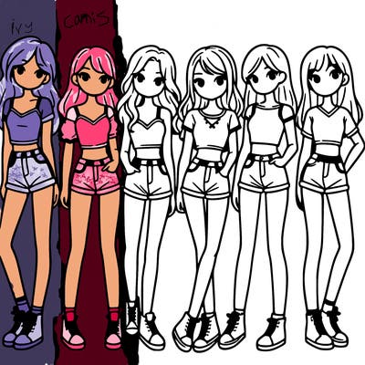 a group of girls wearing crop tops and shorts