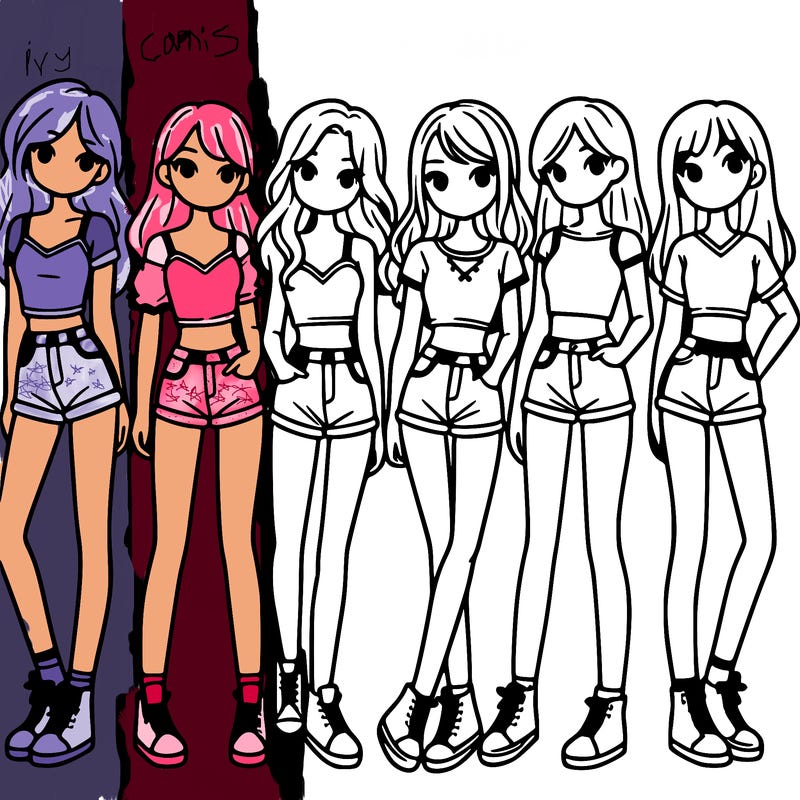 a group of girls wearing crop tops and shorts