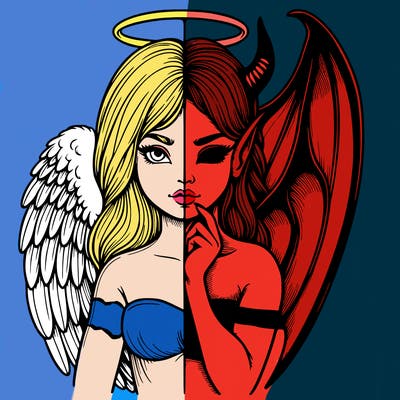 realistic angel half demon