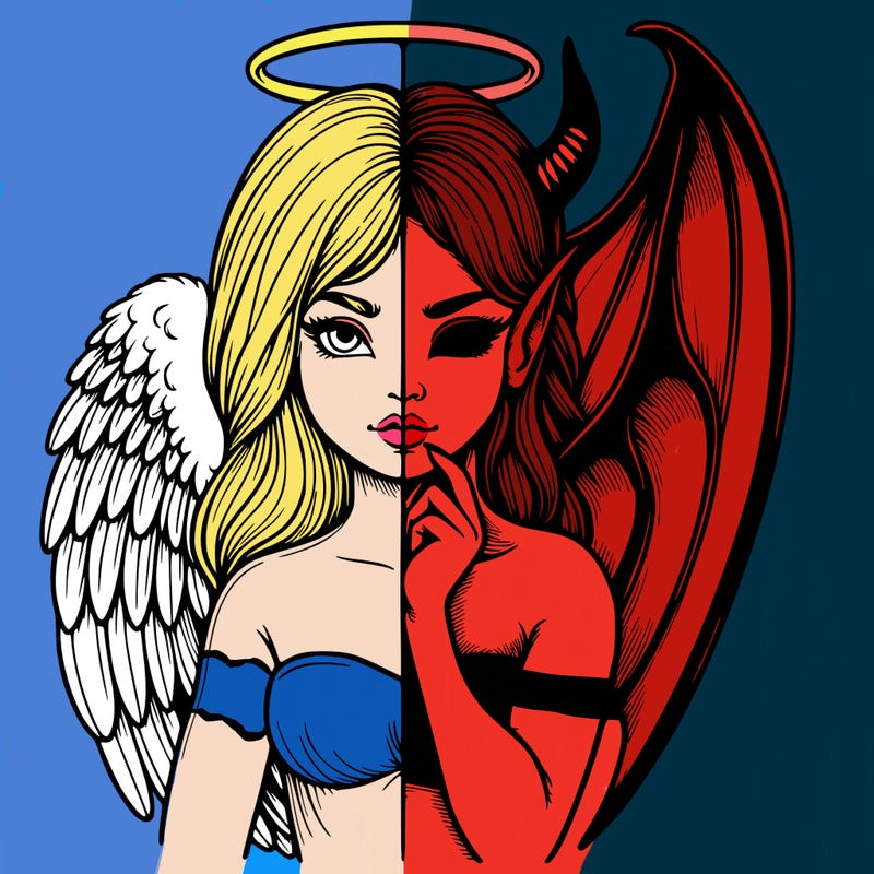 realistic angel half demon