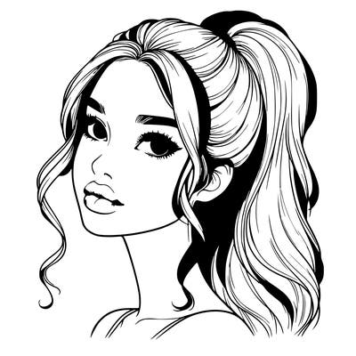 realistic girl with a ponytail on her hair and lips