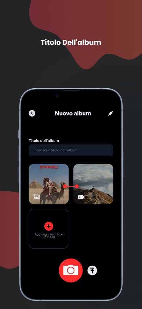 My Memories | Videos in AR! - Tela do smartphone mostrando a criação de um novo álbum de RA no aplicativo Minhas Memórias