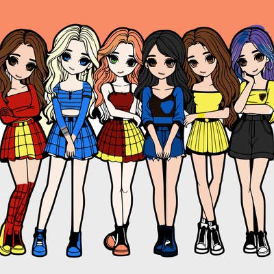 a group of girls realistic