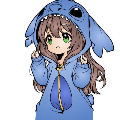 anime girl in a stitch onsie