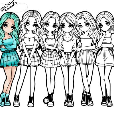 a group of girls realistic