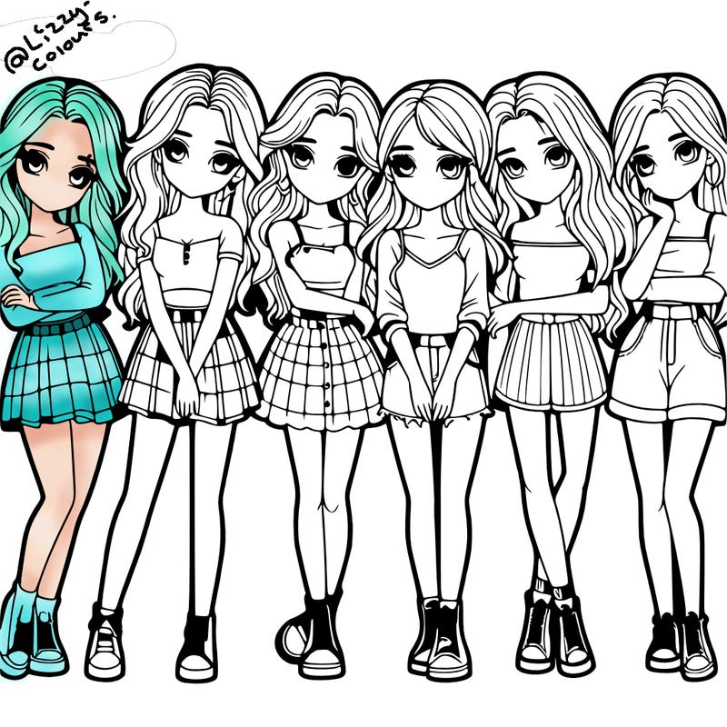 a group of girls realistic