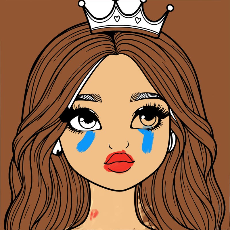 a realistic girl with a crown on
