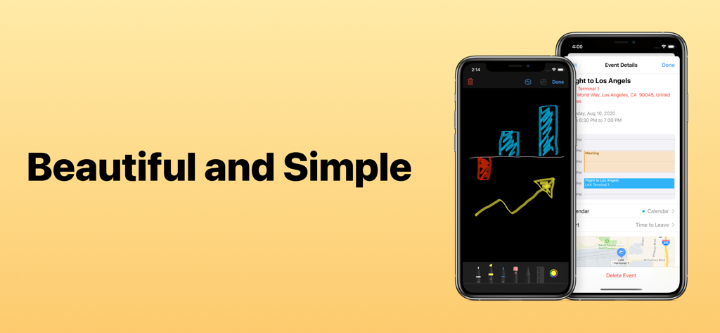 Schedule Planner - Mix - Schedule Planner Mix app interface showing calendar events and drawing tools on two iPhones