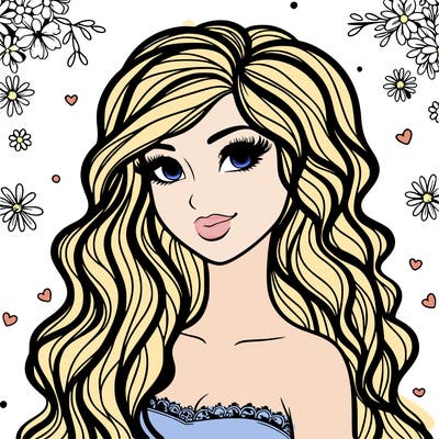 pretty woman with long wavy hair