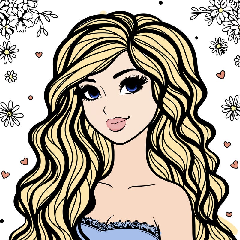 pretty woman with long wavy hair