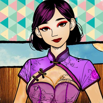 realistic asian girl wearing qipao