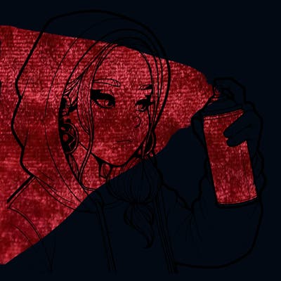 a realistic girl, spray painting