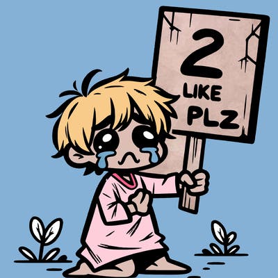 small poor toddler crying with sign that says 2 like plz