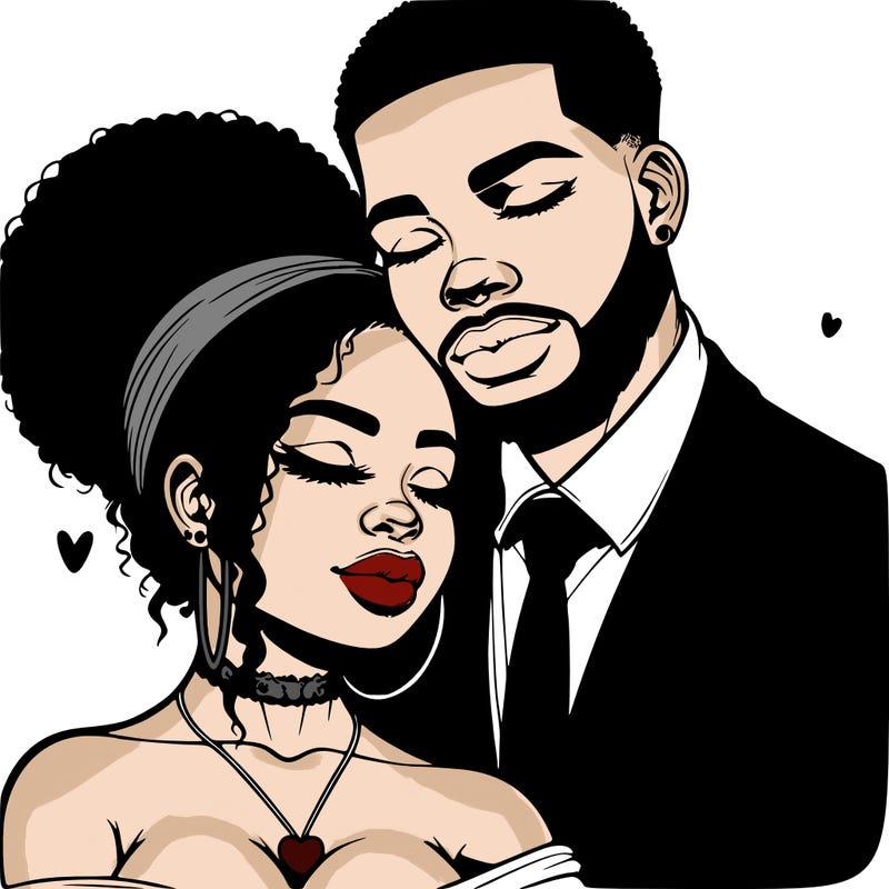 realistic love couple african-american