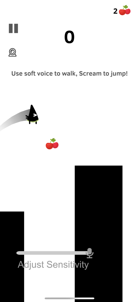 Scream Go Hero - Scream Go Hero Mobile-Spielbildschirm mit Anweisungen für die Sprachsteuerung