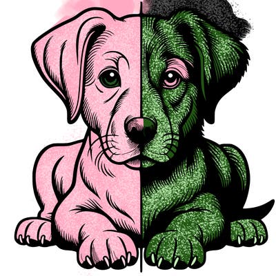 realistic dog split picture