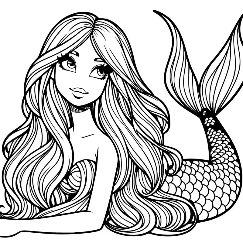 realistic mermaid with long hair