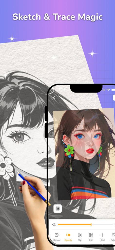 AR Drawing - Trace Drawing - A person using a smartphone to trace an anime character onto paper with a pencil