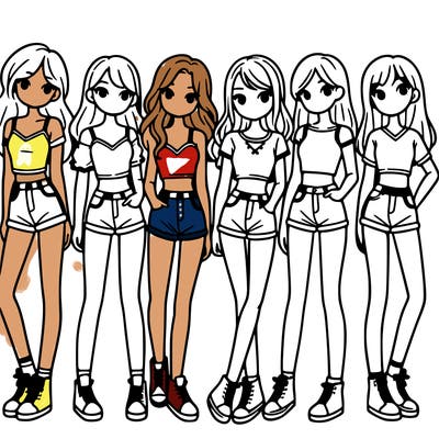 a group of girls wearing crop tops and shorts