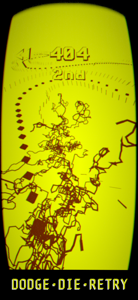 Star Jolt: Retro Space Arcade - Star Jolt retro arcade gameplay with a yellow CRT screen and the slogan dodge die retry