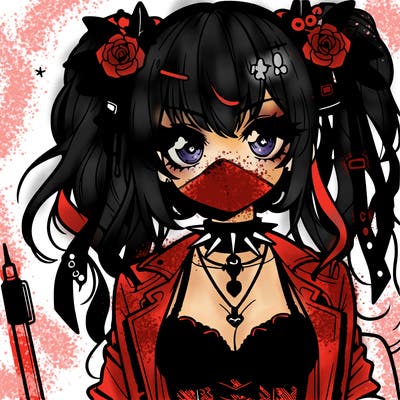 pretty and edgy gothic anime girl