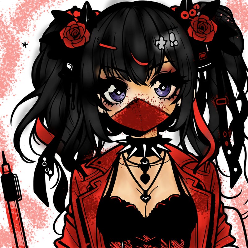 pretty and edgy gothic anime girl