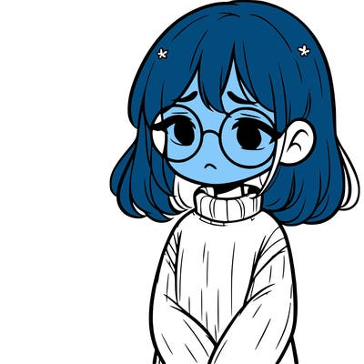 sad girl with glasses in a sweater