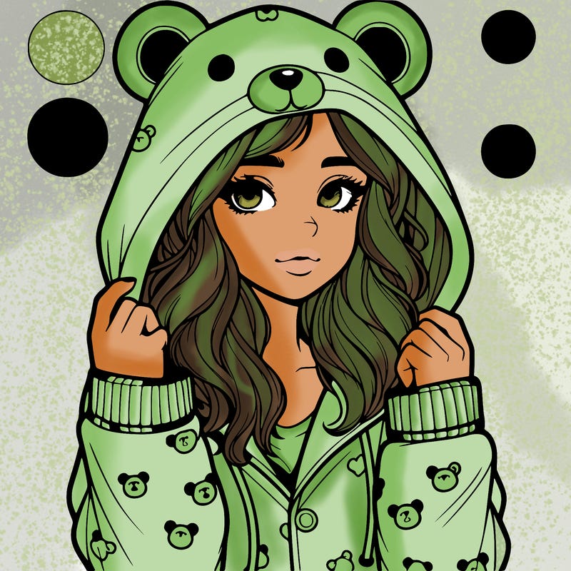 realistic girl in a animal pjs hoodie