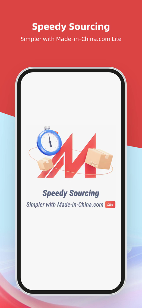 Made-in-China.com Lite app interface promoting speedy global sourcing for entrepreneurs