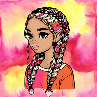 realistic girl with braids