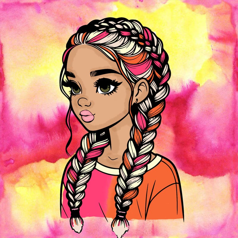 realistic girl with braids