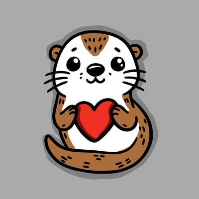 otter with a heart