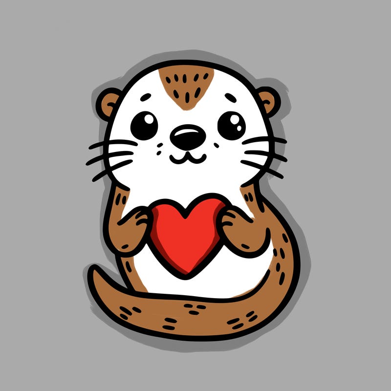 otter with a heart