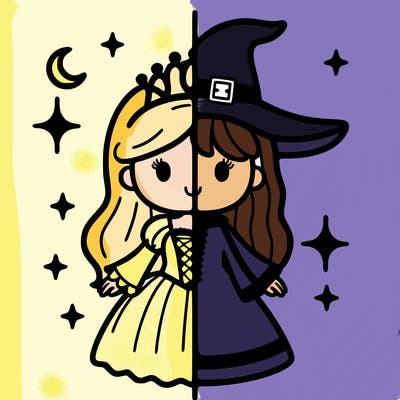 split princess and witch
