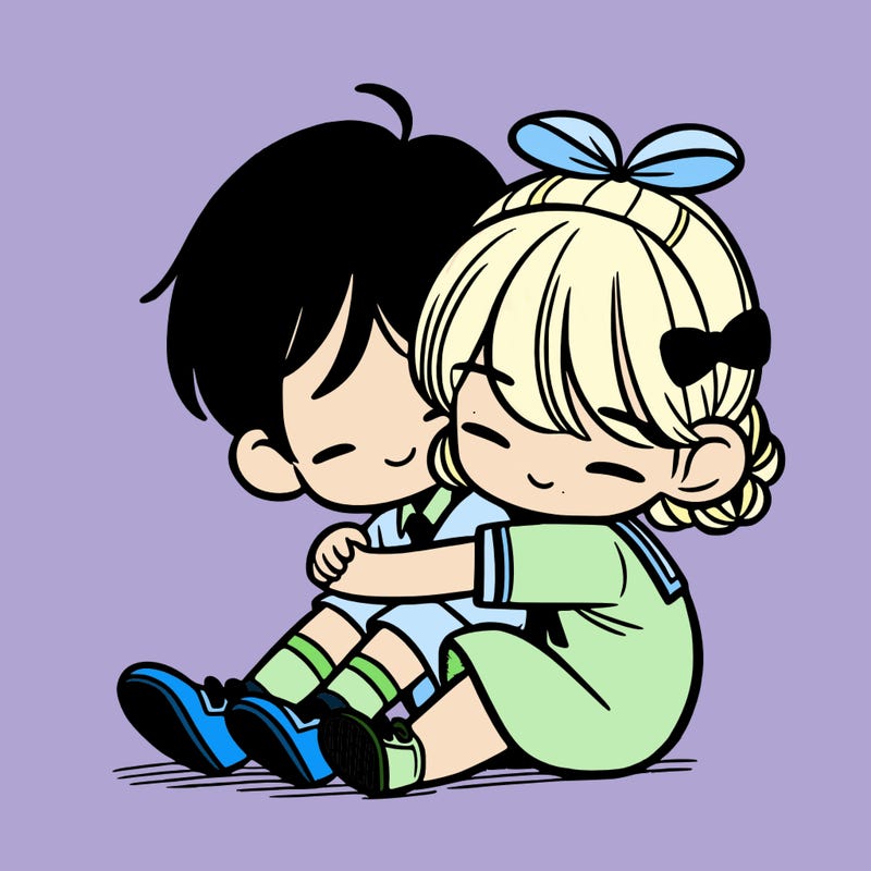 boy hugging girl from behind