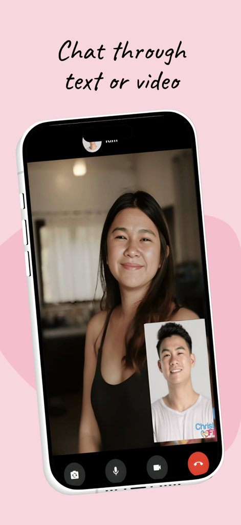 A man and a woman having a video call on the Christian Filipina dating app