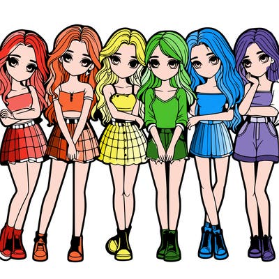 a group of girls realistic