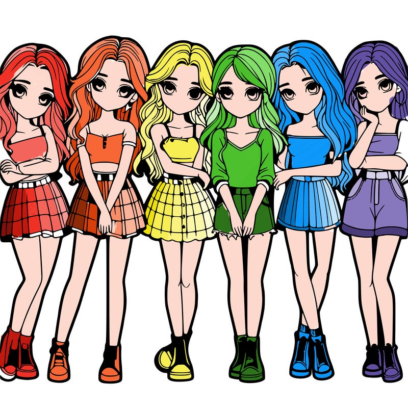 a group of girls realistic
