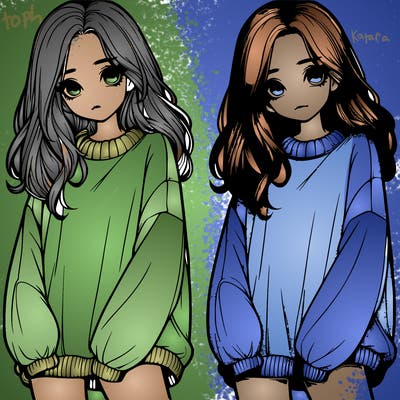 realistic girl with baggy sweater