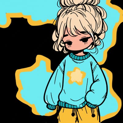 girl with baggy jumper and messy bun
