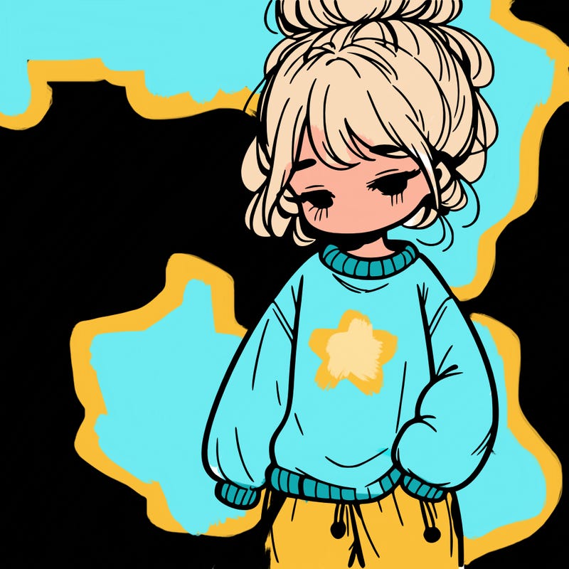 girl with baggy jumper and messy bun