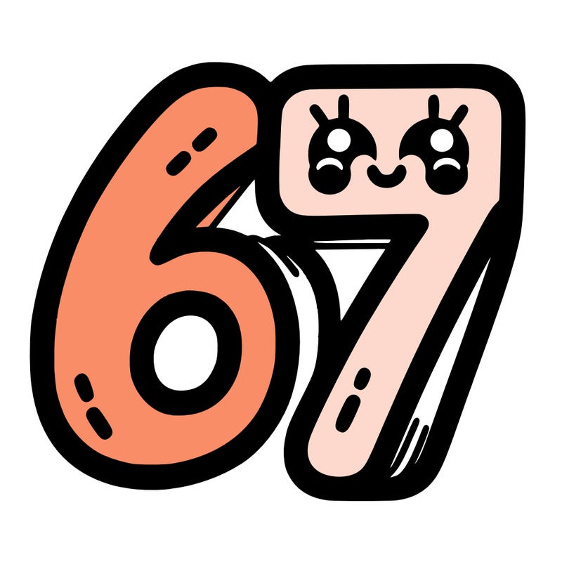 the numbers 67