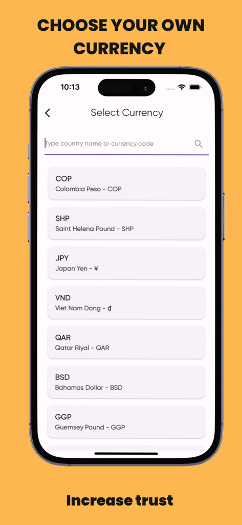 FlightGen Flight Itinerary App - Mobile app screen showing currency selection options like JPY and VND to generate flight itineraries in native currencies