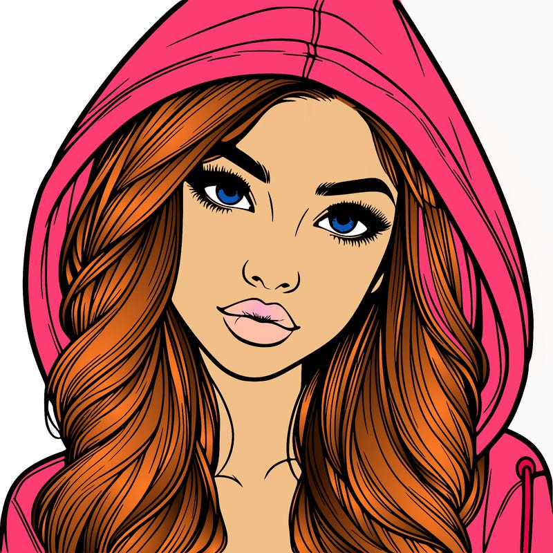 realistic beautiful girl with a hood on